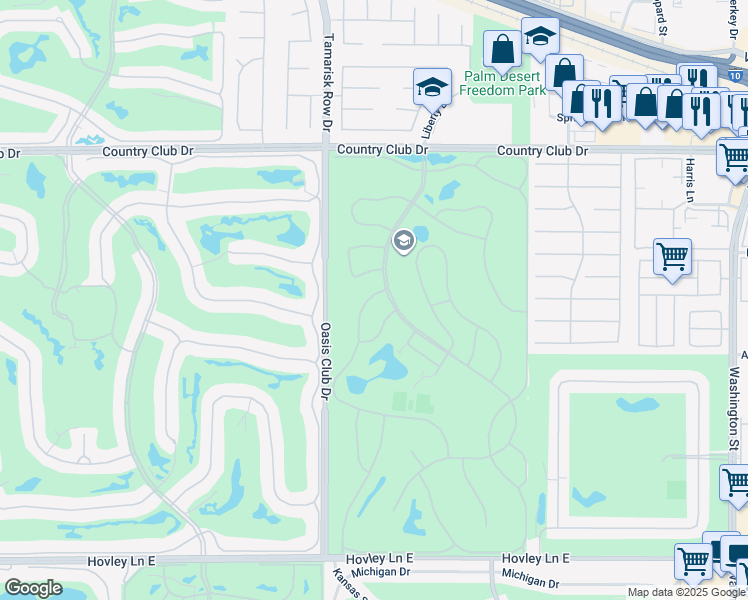 map of restaurants, bars, coffee shops, grocery stores, and more near 40678 Inverness Way in Palm Desert