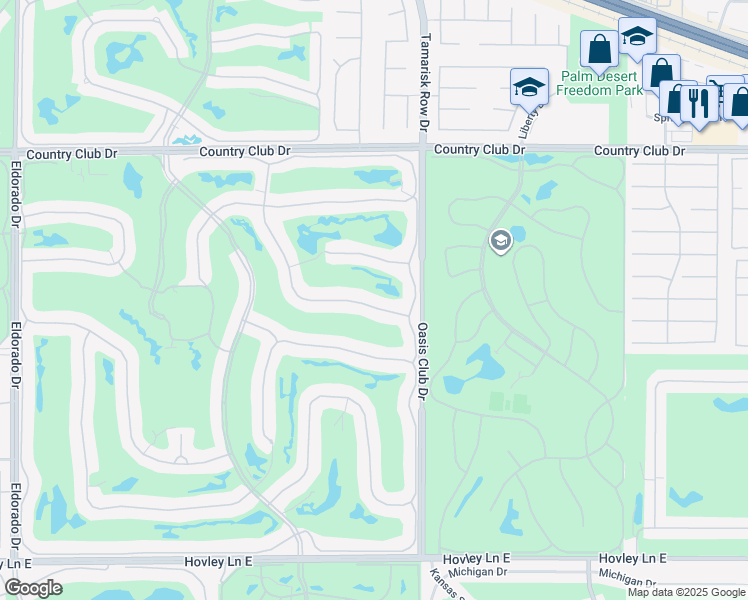 map of restaurants, bars, coffee shops, grocery stores, and more near 490 Desert Holly Drive in Palm Desert