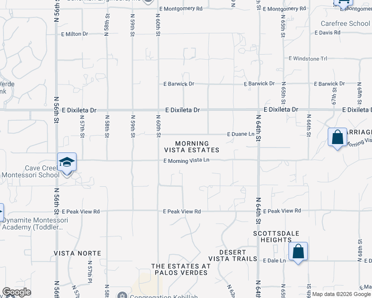 map of restaurants, bars, coffee shops, grocery stores, and more near 6108 East Morning Vista Lane in Cave Creek