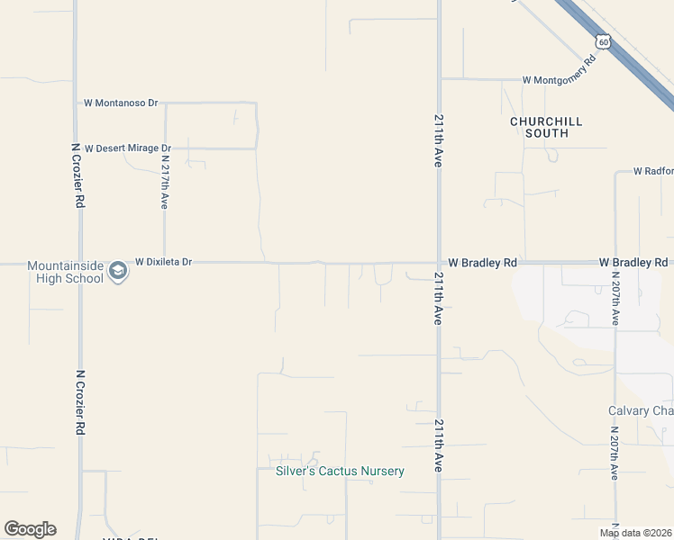 map of restaurants, bars, coffee shops, grocery stores, and more near 21323 West Bradley Road in Wittmann