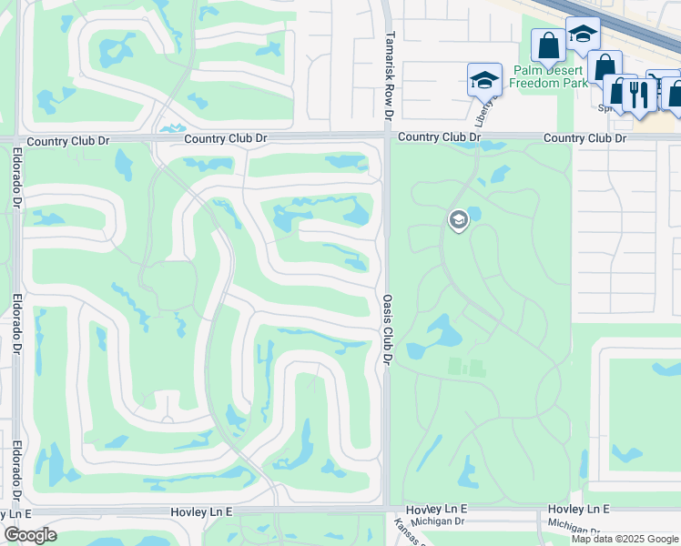 map of restaurants, bars, coffee shops, grocery stores, and more near 490 Desert Holly Drive in Palm Desert