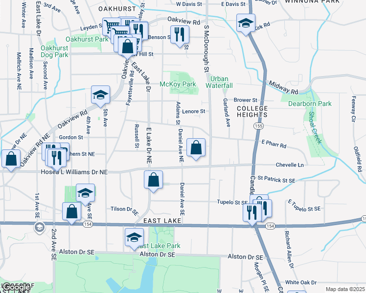 map of restaurants, bars, coffee shops, grocery stores, and more near 49 Daniel Avenue Northeast in Atlanta