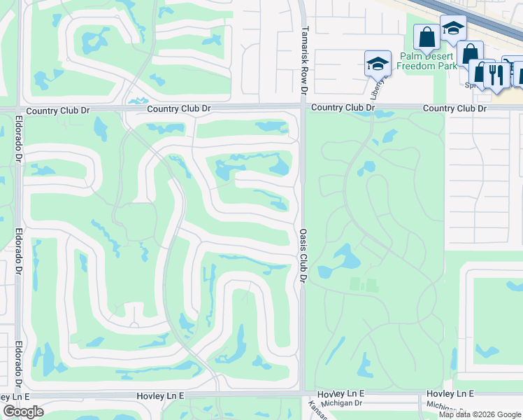 map of restaurants, bars, coffee shops, grocery stores, and more near 472 Desert Holly Drive in Palm Desert