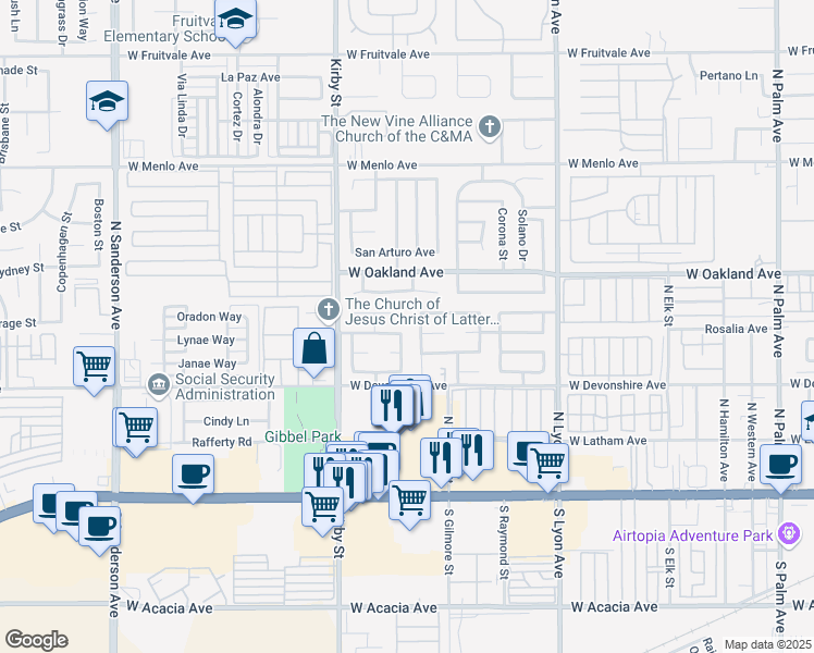 map of restaurants, bars, coffee shops, grocery stores, and more near 2222 Cristobal Avenue in Hemet