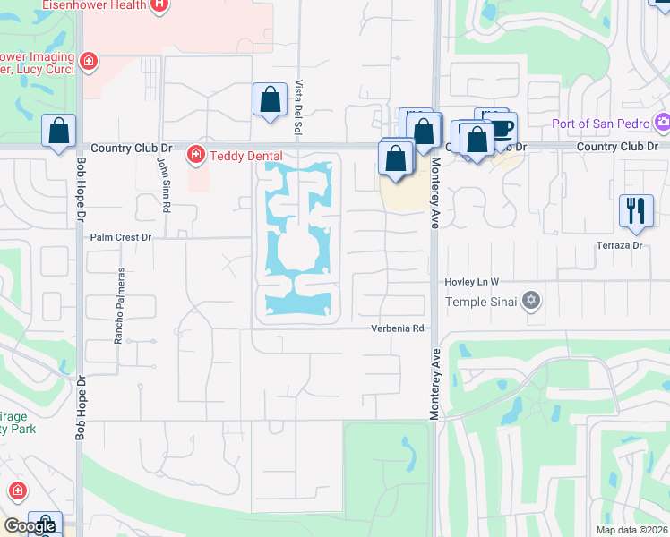 map of restaurants, bars, coffee shops, grocery stores, and more near 139 Lakeshore Drive in Rancho Mirage