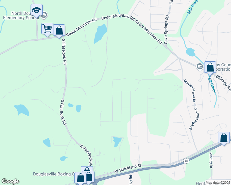 map of restaurants, bars, coffee shops, grocery stores, and more near 8651 Paradise Drive in Douglasville