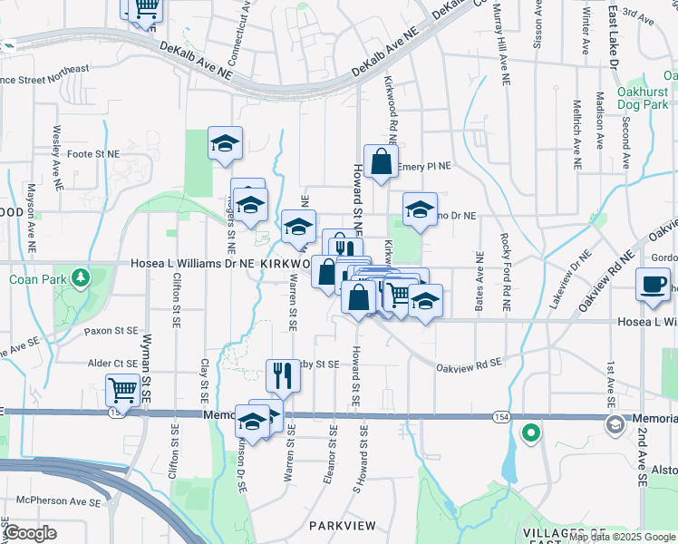 map of restaurants, bars, coffee shops, grocery stores, and more near 1936 Hosea L Williams Drive Northeast in Atlanta