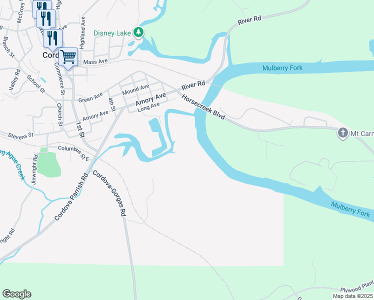 map of restaurants, bars, coffee shops, grocery stores, and more near in Cordova