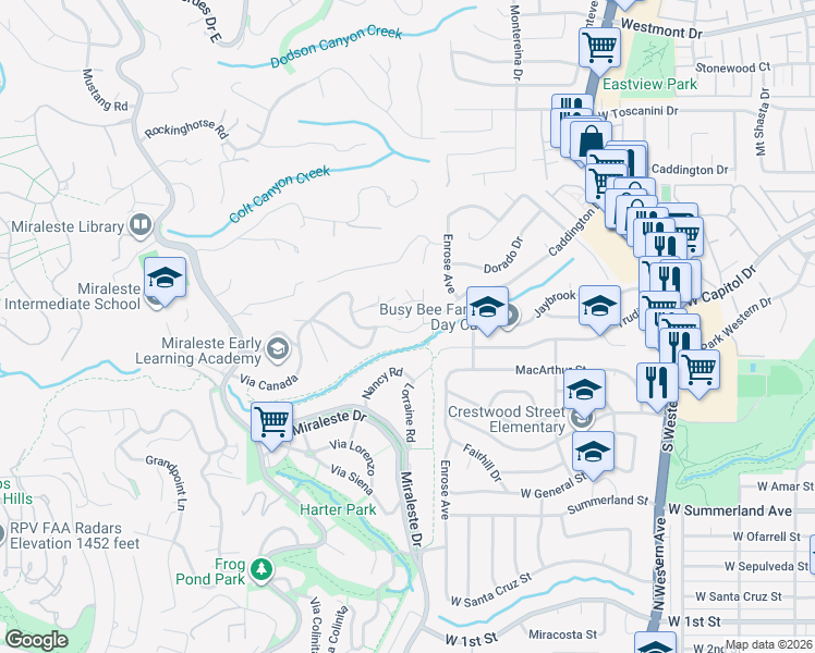 map of restaurants, bars, coffee shops, grocery stores, and more near 6609 Via Canada in Rancho Palos Verdes