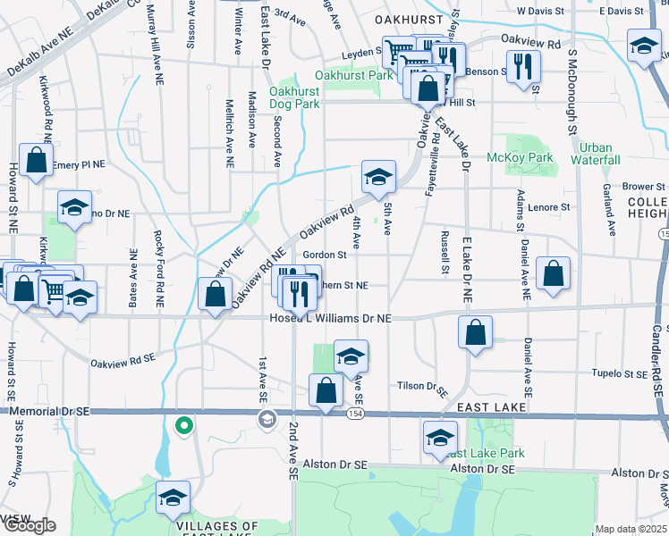 map of restaurants, bars, coffee shops, grocery stores, and more near 918 3rd Ave in Decatur