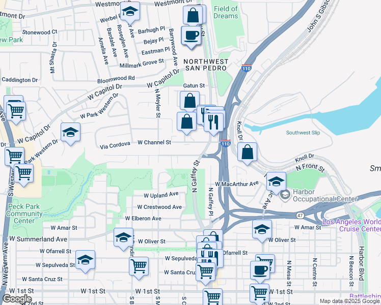 map of restaurants, bars, coffee shops, grocery stores, and more near 786 Miraflores in Los Angeles