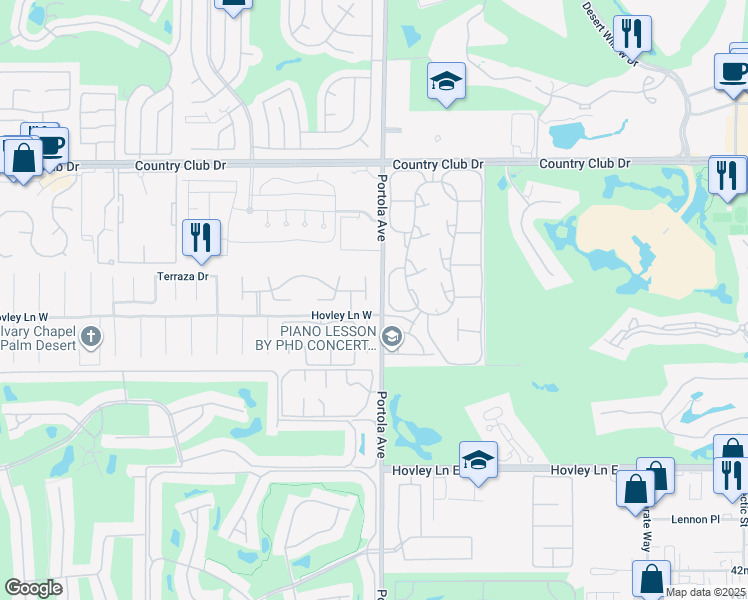 map of restaurants, bars, coffee shops, grocery stores, and more near 41731 Colada Court in Palm Desert