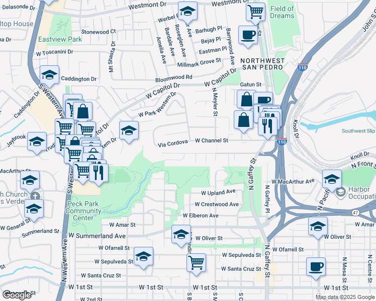 map of restaurants, bars, coffee shops, grocery stores, and more near 1012 Miraflores Avenue in Los Angeles