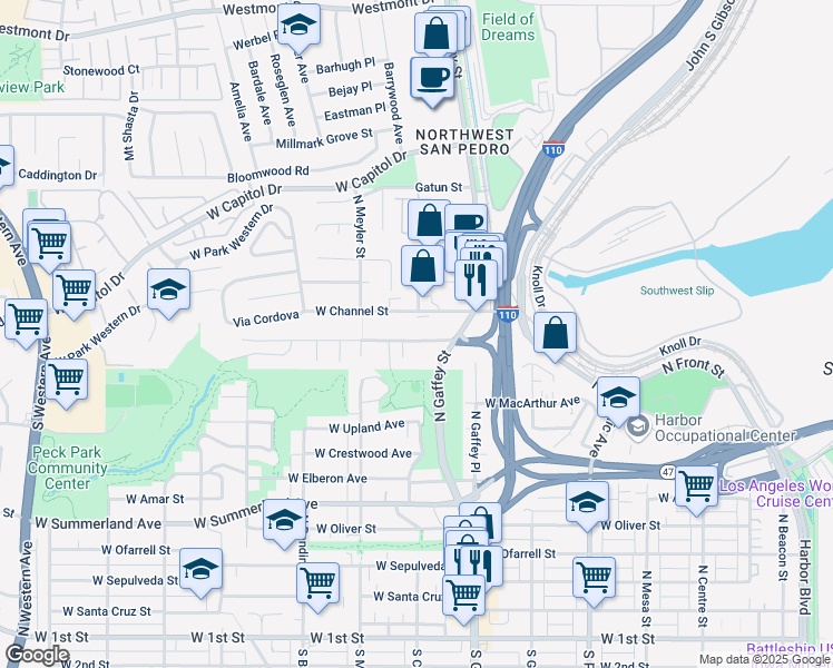 map of restaurants, bars, coffee shops, grocery stores, and more near 786 Miraflores in Los Angeles