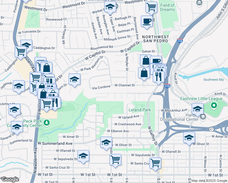 map of restaurants, bars, coffee shops, grocery stores, and more near 986 Miraflores Avenue in Los Angeles