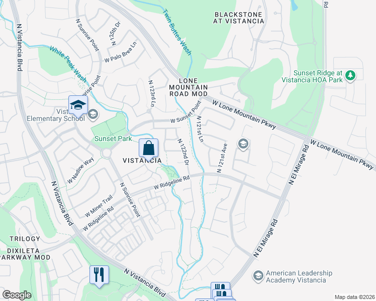 map of restaurants, bars, coffee shops, grocery stores, and more near 12237 West Ashby Drive in Peoria