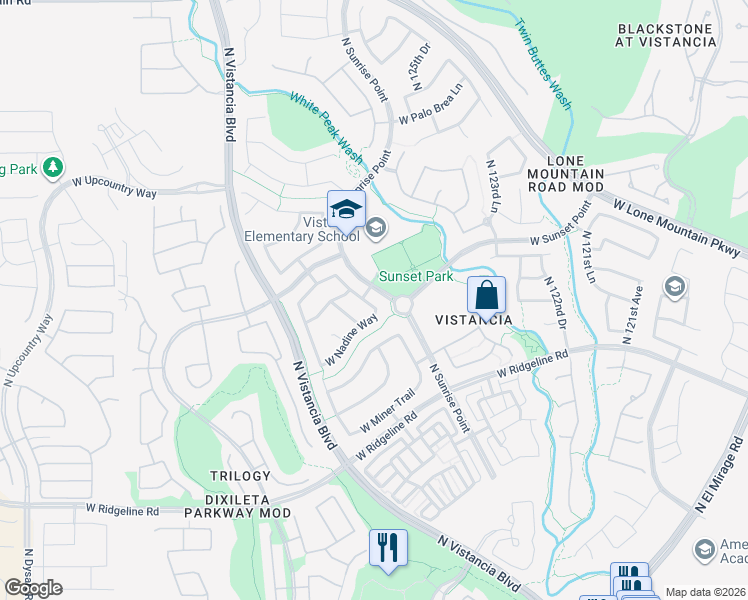 map of restaurants, bars, coffee shops, grocery stores, and more near 29607 North 126th Avenue in Peoria