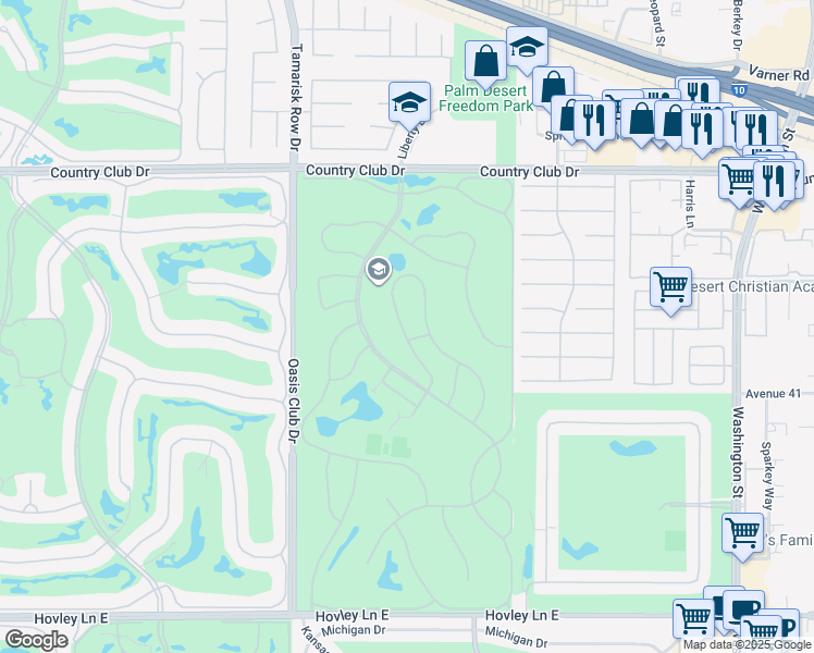 map of restaurants, bars, coffee shops, grocery stores, and more near 40710 La Costa Circle West in Palm Desert