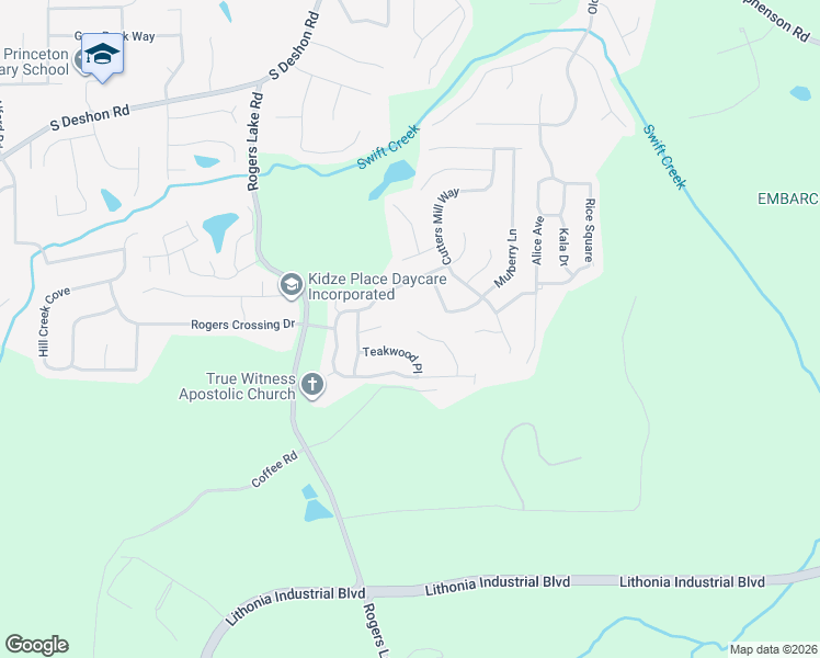 map of restaurants, bars, coffee shops, grocery stores, and more near 7162 Mill Arbor in Lithonia