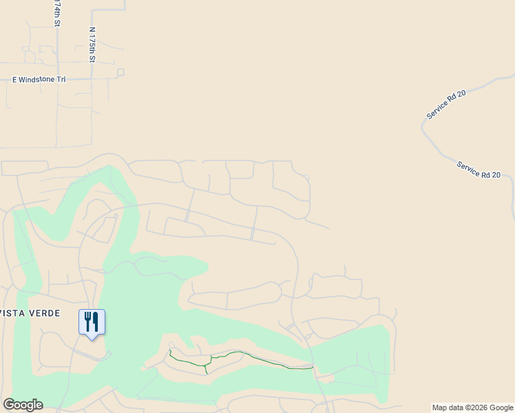 map of restaurants, bars, coffee shops, grocery stores, and more near 17870 East Slide Rock Drive in Rio Verde