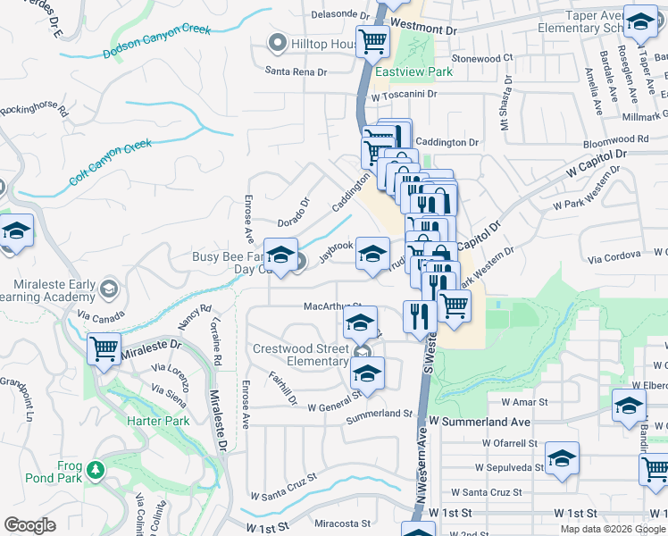 map of restaurants, bars, coffee shops, grocery stores, and more near 1968 Homeworth Drive in Rancho Palos Verdes