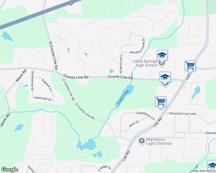 map of restaurants, bars, coffee shops, grocery stores, and more near 1908 Cedar Chase Drive in Lithia Springs