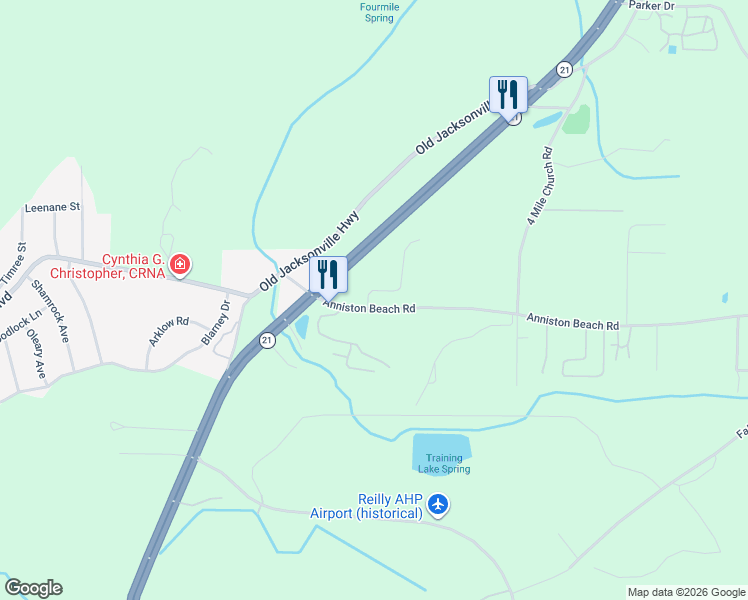 map of restaurants, bars, coffee shops, grocery stores, and more near 28 Tiffany Trce in Anniston