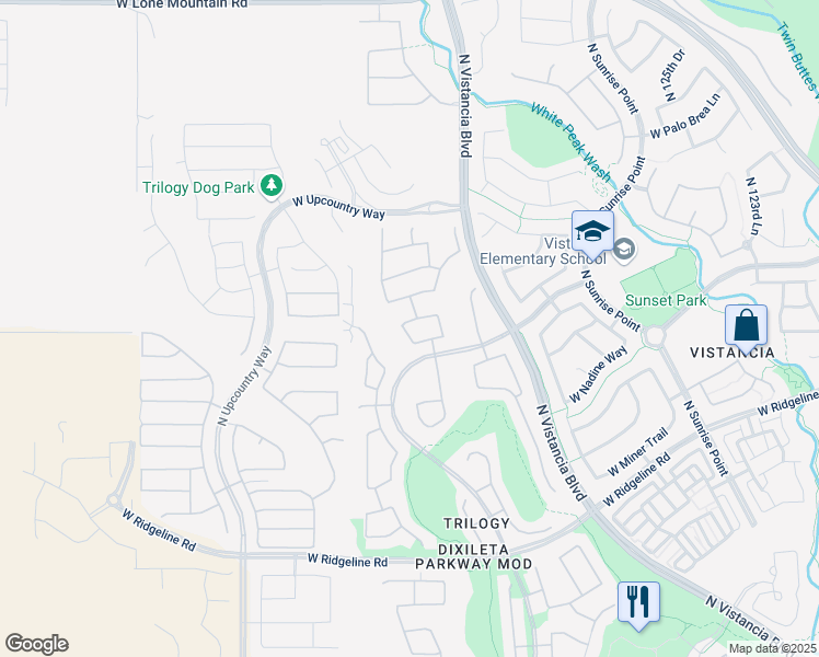 map of restaurants, bars, coffee shops, grocery stores, and more near 12971 West Fossil Drive in Peoria