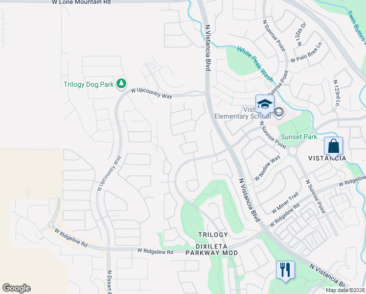 map of restaurants, bars, coffee shops, grocery stores, and more near 29816 North 129th Glen in Peoria