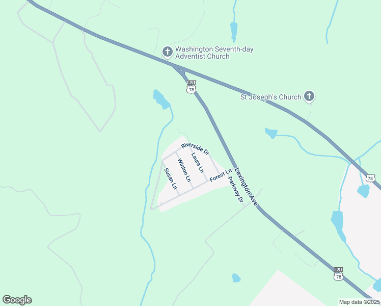 map of restaurants, bars, coffee shops, grocery stores, and more near 116 Laura Lane in Washington