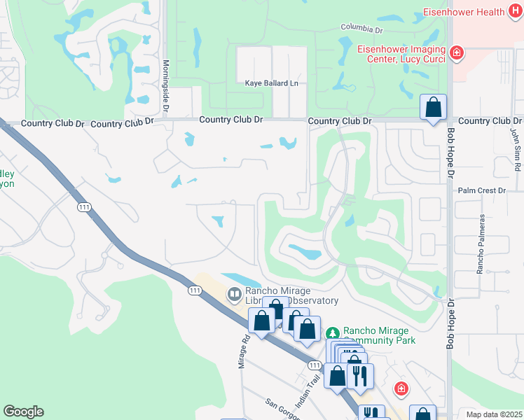 map of restaurants, bars, coffee shops, grocery stores, and more near 78 La Cerra Drive in Rancho Mirage