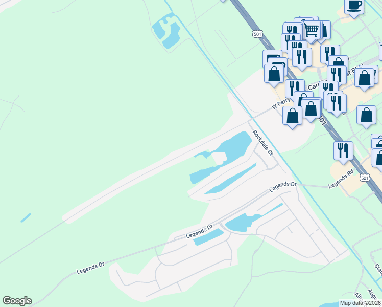 map of restaurants, bars, coffee shops, grocery stores, and more near 493 West Perry Road in Myrtle Beach