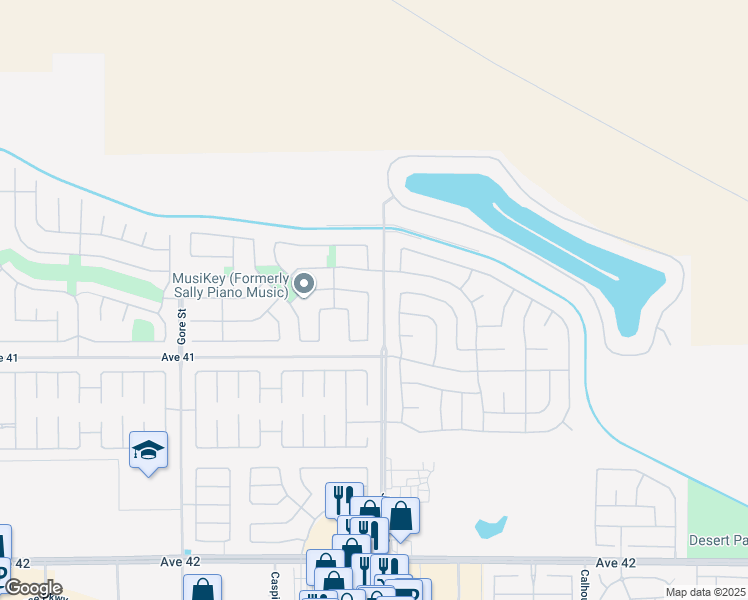map of restaurants, bars, coffee shops, grocery stores, and more near 40714 Ophir Canyon Street in Indio