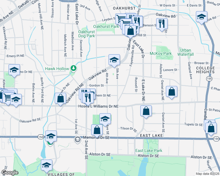 map of restaurants, bars, coffee shops, grocery stores, and more near 315 5th Avenue in Decatur