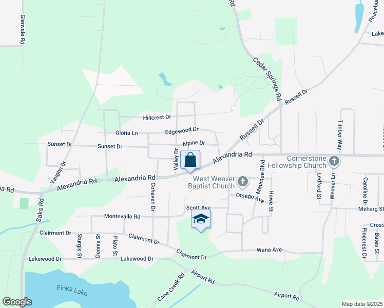 map of restaurants, bars, coffee shops, grocery stores, and more near 713 Pinecrest Avenue in Weaver