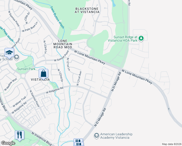 map of restaurants, bars, coffee shops, grocery stores, and more near 29838 North 119th Lane in Peoria