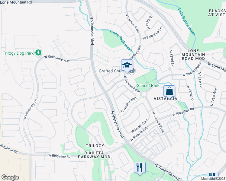 map of restaurants, bars, coffee shops, grocery stores, and more near 12656 West Ashby Drive in Peoria