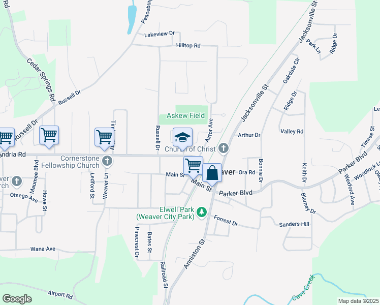 map of restaurants, bars, coffee shops, grocery stores, and more near 305 Alexandria Road in Weaver