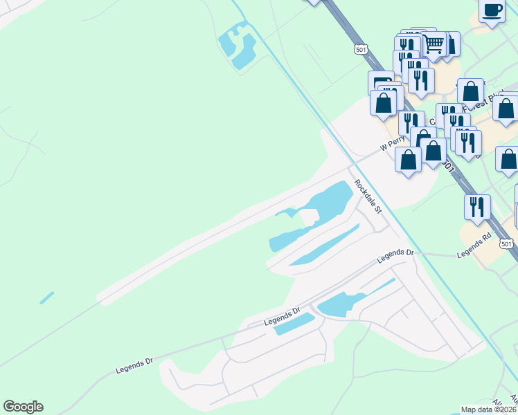 map of restaurants, bars, coffee shops, grocery stores, and more near 493 West Perry Road in Myrtle Beach