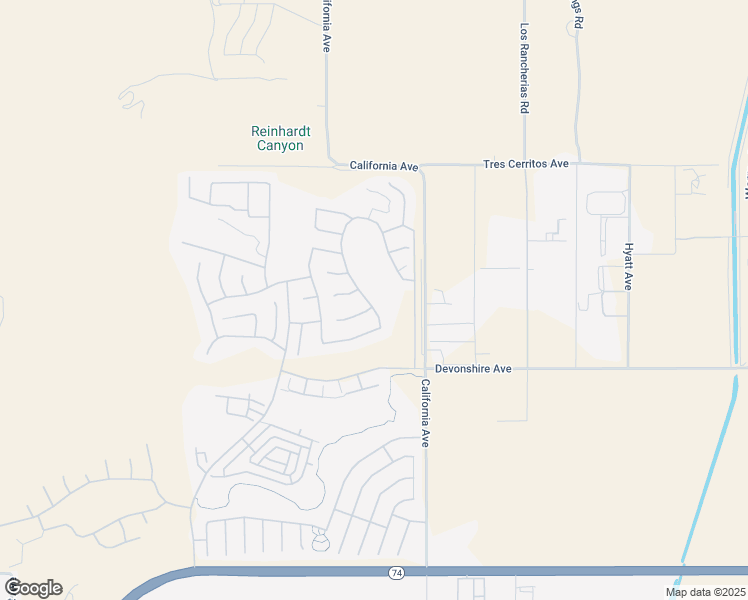 map of restaurants, bars, coffee shops, grocery stores, and more near 422 Tewell Drive in Hemet