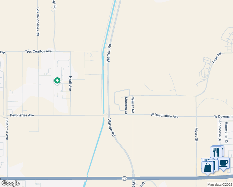 map of restaurants, bars, coffee shops, grocery stores, and more near 6003 Parkside Drive in Hemet