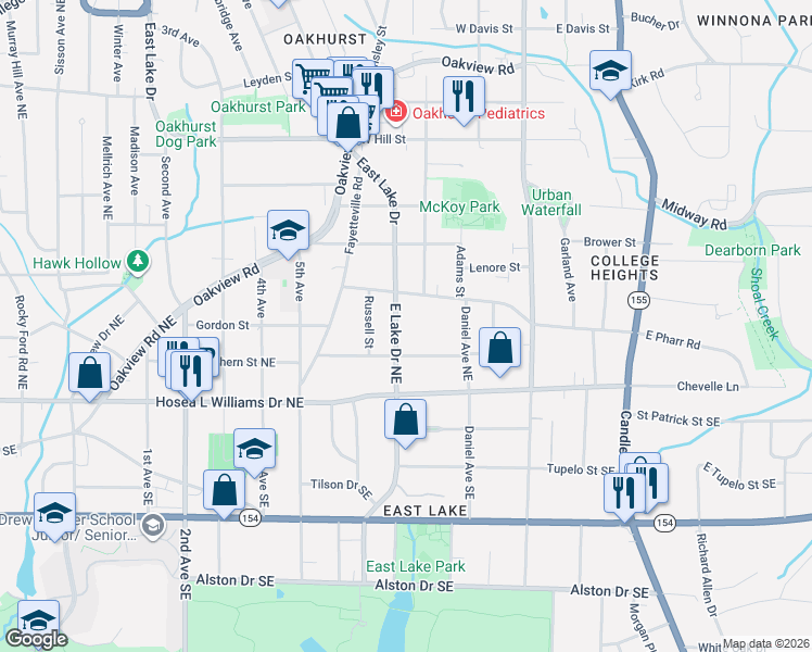 map of restaurants, bars, coffee shops, grocery stores, and more near in Atlanta