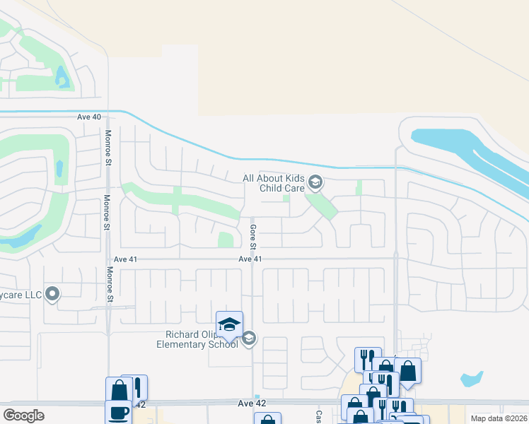 map of restaurants, bars, coffee shops, grocery stores, and more near 82540 Lordsburg Drive in Indio