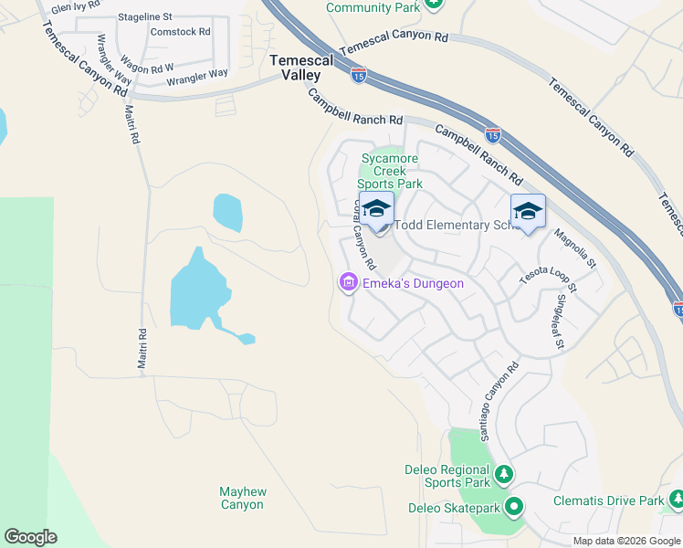 map of restaurants, bars, coffee shops, grocery stores, and more near 25157 Pacific Crest Street in Corona