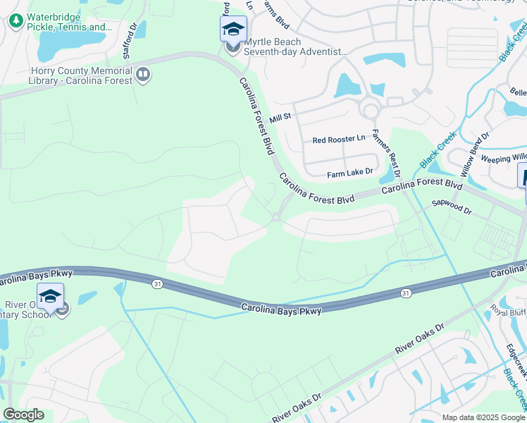 map of restaurants, bars, coffee shops, grocery stores, and more near 1033 Huger Park Avenue in Myrtle Beach