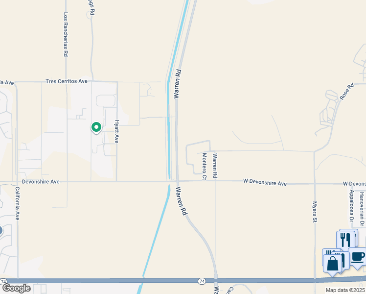 map of restaurants, bars, coffee shops, grocery stores, and more near 431 Cantata Avenue in Hemet