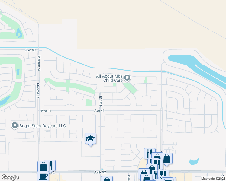 map of restaurants, bars, coffee shops, grocery stores, and more near 82600 Lordsburg Drive in Indio
