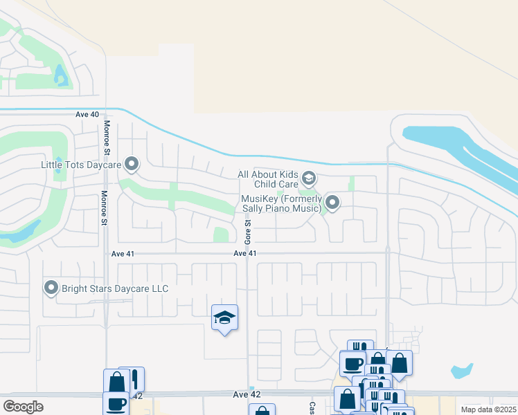 map of restaurants, bars, coffee shops, grocery stores, and more near 82540 Lordsburg Drive in Indio