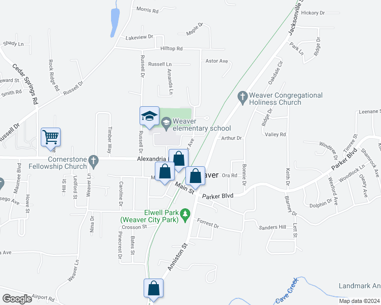 map of restaurants, bars, coffee shops, grocery stores, and more near 709 Astor Avenue in Weaver