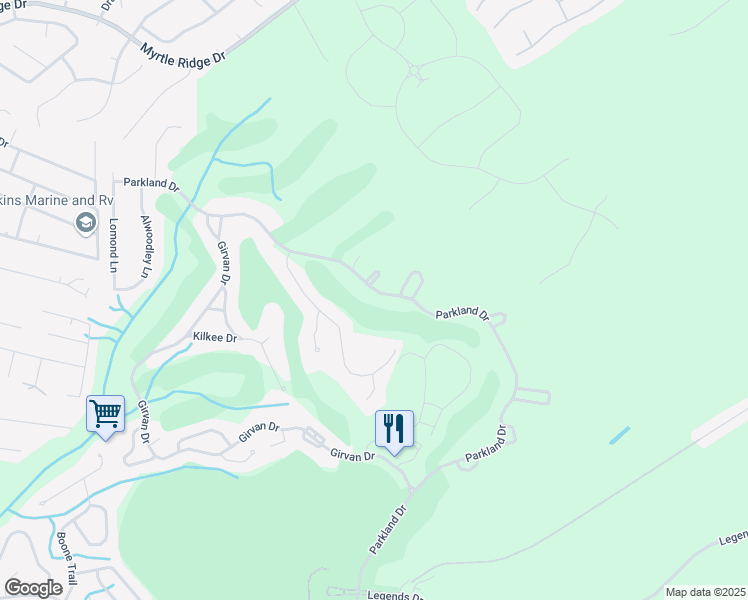 map of restaurants, bars, coffee shops, grocery stores, and more near 4412 Parkland Drive in Myrtle Beach